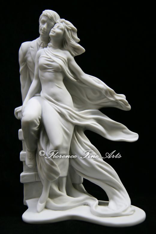 Romantic Couple Standying by the Wall Italian Statue Sculpture Made in