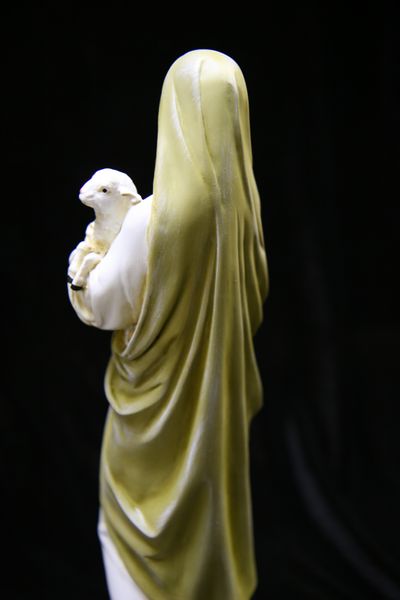 Virgin Mary with Jesus and Lamb Italian Statue Sculpture Made in Italy 