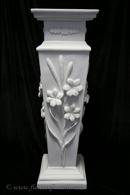 34 Tall Column Pedestal with Flowers Made Italy Statue  