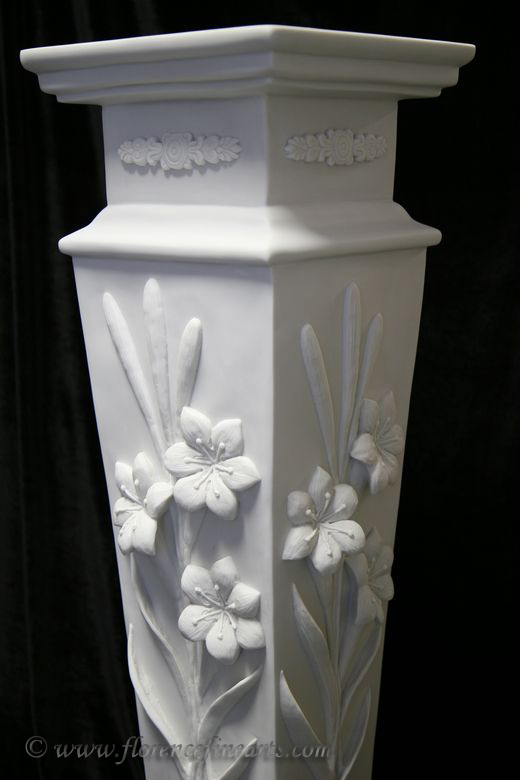 34 Tall Column Pedestal with Flowers Made Italy Statue  